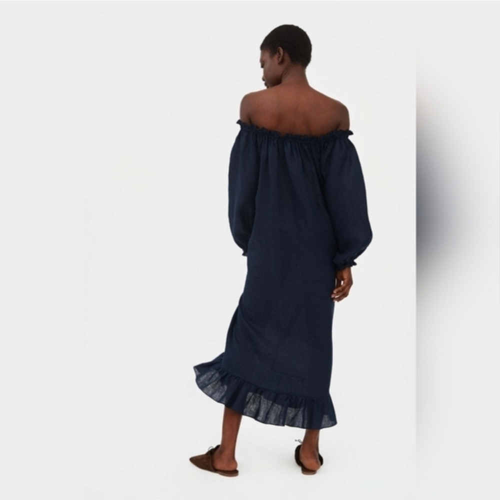 Sleeper 100% linen navy lounge dress - Picture 5 of 13